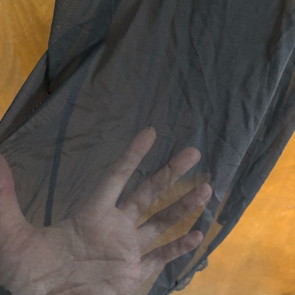 VINTAGE Victoria's Secret Black Sheer Mesh Slip Dress Cami Y2K Lace Trim Goth - Picture 11 of 13